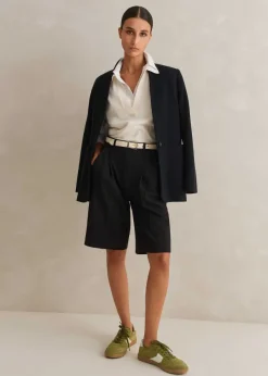 New ME+EM Textured Tailoring Longline Short Black