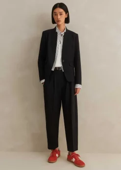 Best ME+EM Textured Tailoring Tapered Trouser Suit Black
