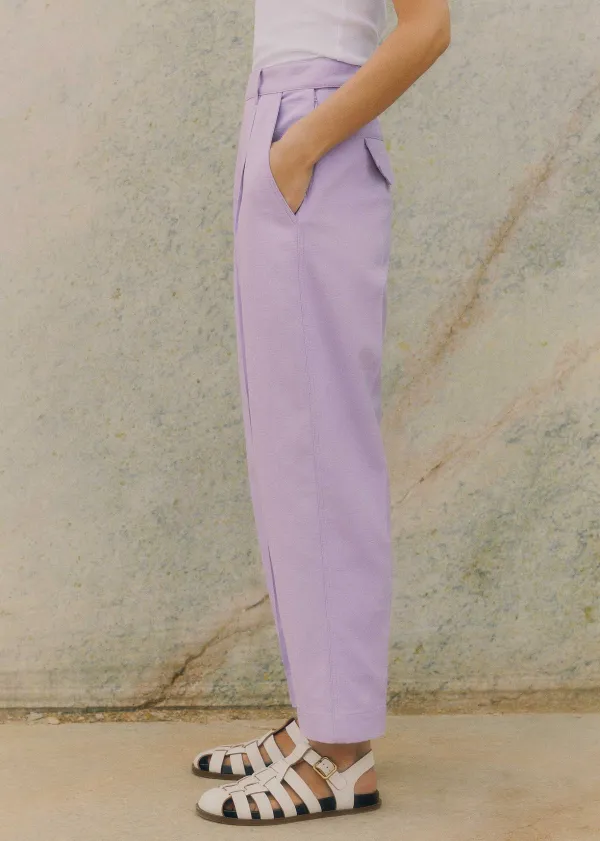 Online ME+EM Textured Tapered Trouser Dusted Lilac