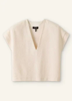 Discount ME+EM Textured V-Neck Top Cream