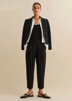 Discount ME+EM Textured Weave Crop Tapered Trouser Black
