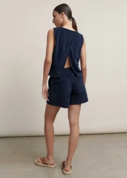 Clearance ME+EM Towelling Crop Top + Short Co-Ord Blue
