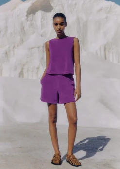 ME+EM Towelling Crop Top + Short Co-Ord Purple