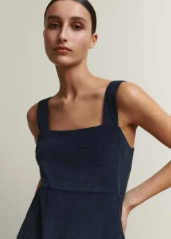 Discount ME+EM Towelling Sleeveless Midi Dress Navy