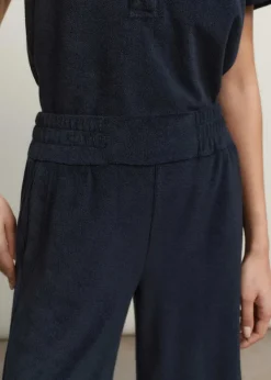 ME+EM Towelling Wide-Leg Crop Trouser Navy