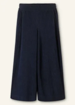 ME+EM Towelling Wide-Leg Crop Trouser Navy