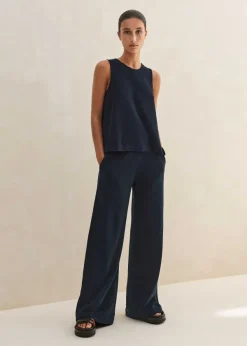 Clearance ME+EM Towelling Wide-Leg Trouser Navy