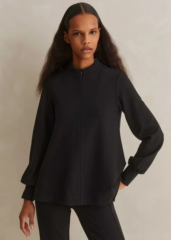 ME+EM Travel Tailoring Balloon Sleeve Swing Top Black