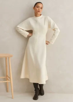 Best ME+EM Travel Tailoring Batwing Sleeve Midi Dress Cream