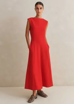 Outlet ME+EM Travel Tailoring Boat Neck Midi Dress