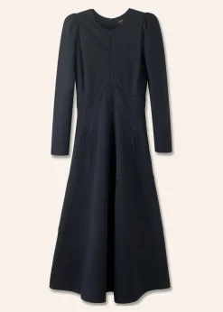 ME+EM Travel Tailoring Fit And Flare Maxi Dress Navy