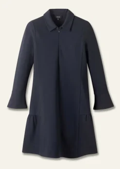 ME+EM Travel Tailoring Fluted Hem Shift Dress Navy