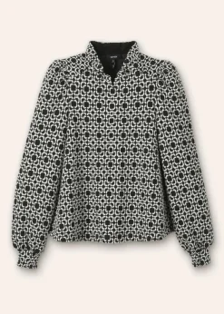 Discount ME+EM Travel Tailoring Graphic Jacquard Swing Top Black/White
