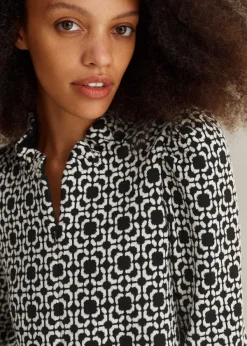 Discount ME+EM Travel Tailoring Graphic Jacquard Swing Top Black/White