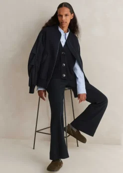 Sale ME+EM Travel Tailoring Kick Flare Short Trouser Navy