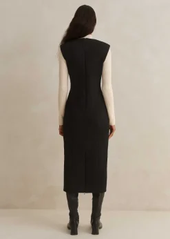 Online ME+EM Travel Tailoring Sleeveless Pencil Dress Black