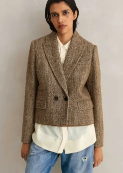 Best ME+EM Tweed Cropped Coat Jacket Cream/Mocha