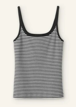 New ME+EM Ultimate Stripe Rib Cami Soft White/Black