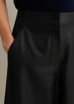 Discount ME+EM Ultra-Soft Leather Wide-Leg Trouser Black