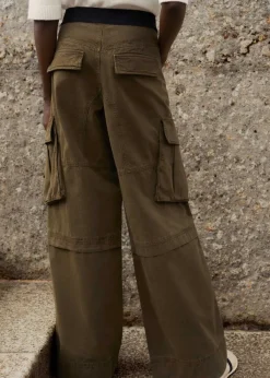 ME+EM Wide-Leg Cargo Trouser Spring Olive