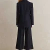 Outlet ME+EM Wool - Blend Exaggerated Crop Trouser Suit Blue