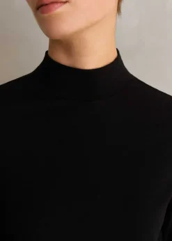 Outlet ME+EM Wool Jersey Roll Neck Top Black