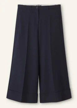 Outlet ME+EM Wool-Blend Exaggerated Crop Trouser Navy
