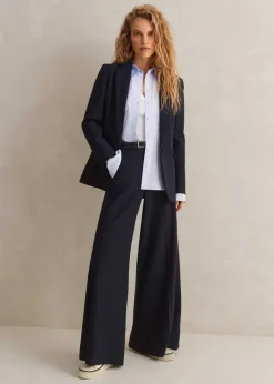 Sale ME+EM Wool-Blend Exaggerated Flare Trouser Suit Blue