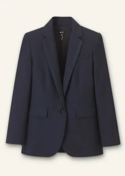 Best ME+EM Wool-Blend Sharp Longline Blazer Navy